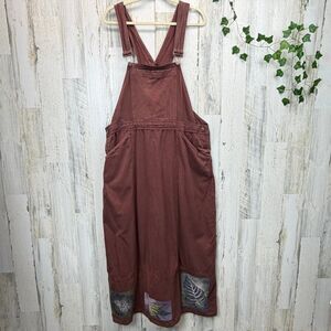 Vintage Blue Fish Women's Overall Apron Dress Painted w/ Pockets US Cotton Brown